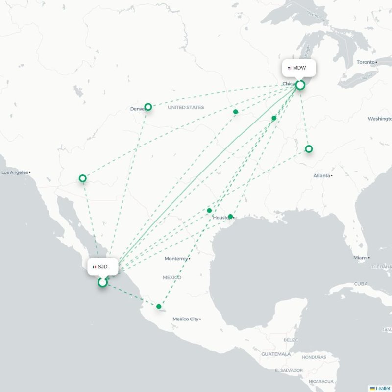 SJD - MDW route map