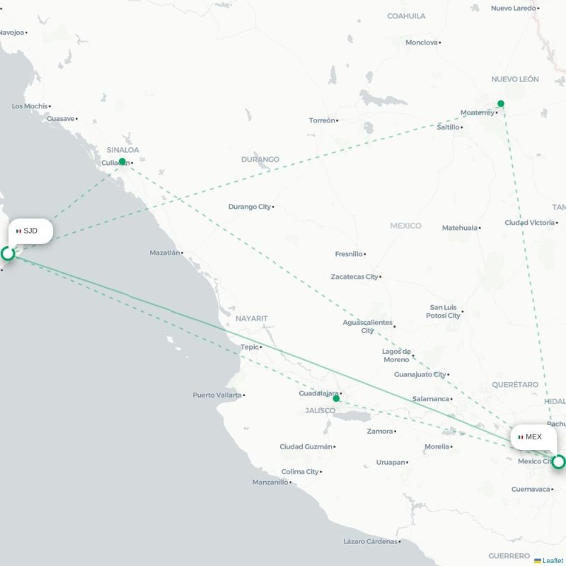 SJD - MEX route map