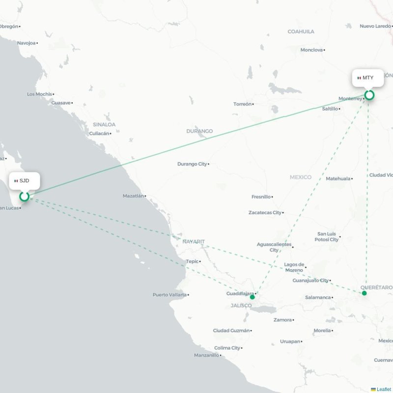 SJD - MTY route map