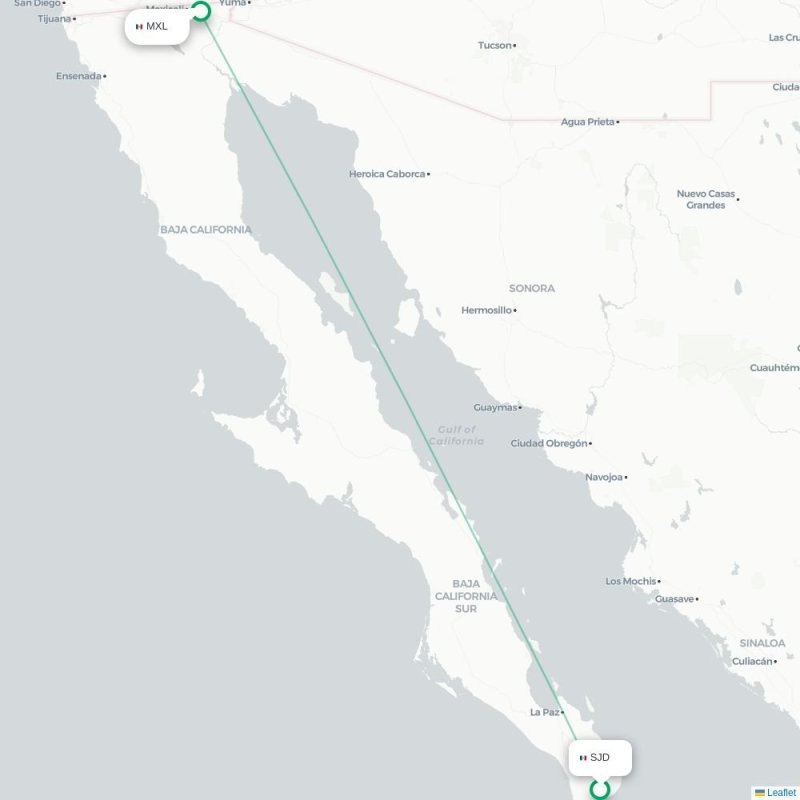 SJD - MXL route map