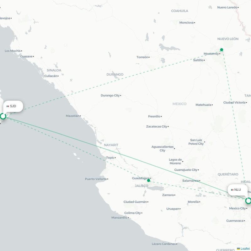 SJD - NLU route map