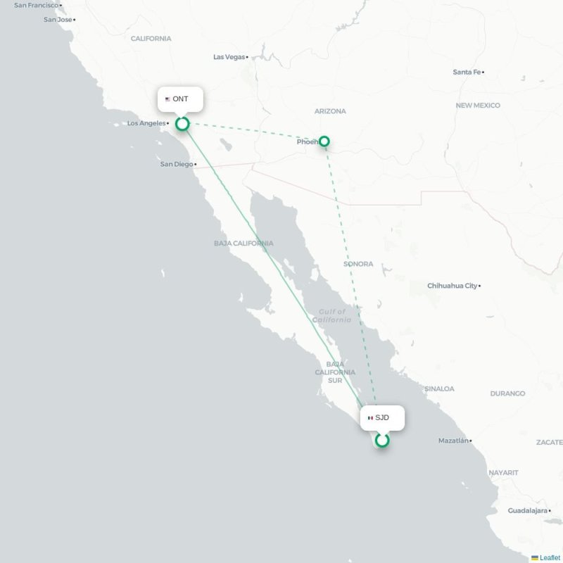 SJD - ONT route map
