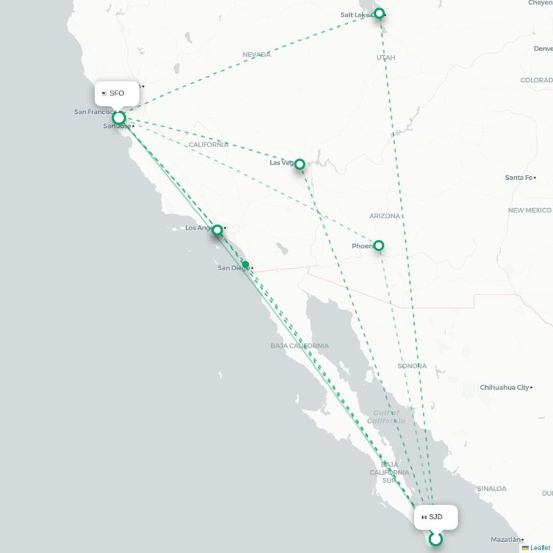SJD - SFO route map