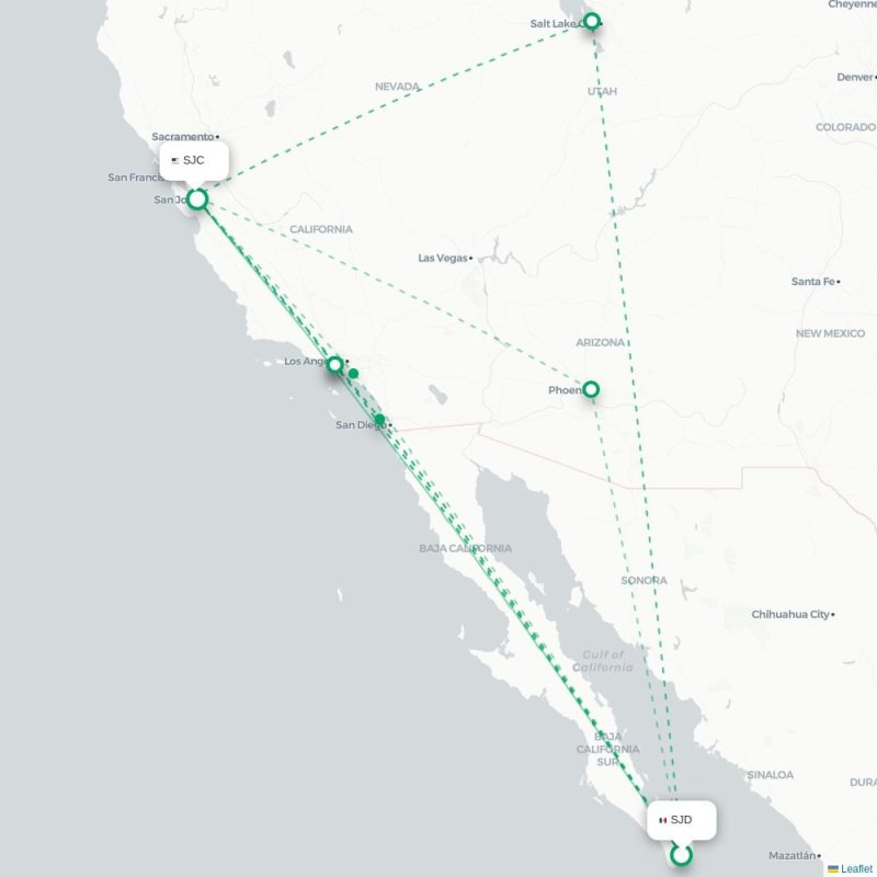 SJD - SJC route map