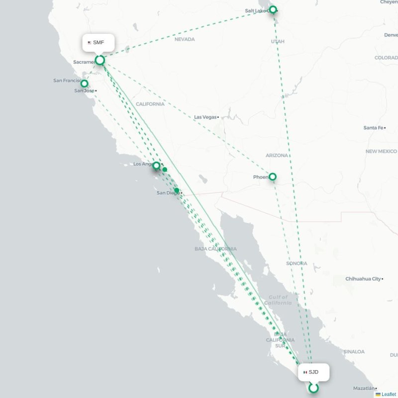 SJD - SMF route map
