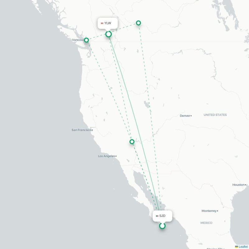 SJD - YLW route map