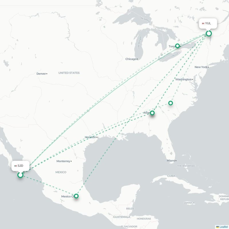 SJD - YUL route map
