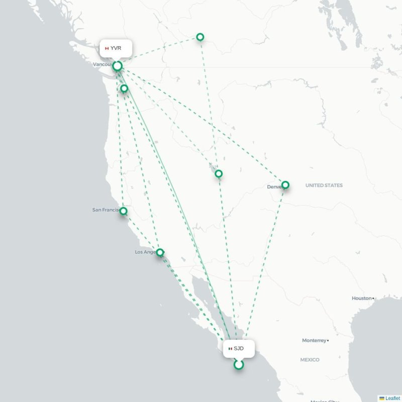 SJD - YVR route map