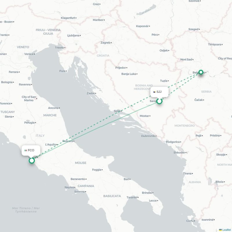SJJ - FCO route map