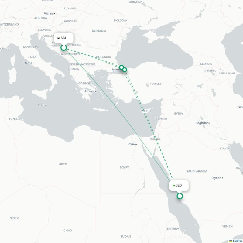 SJJ - JED route map