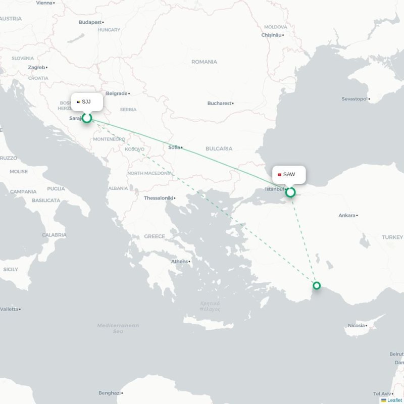 SJJ - SAW route map