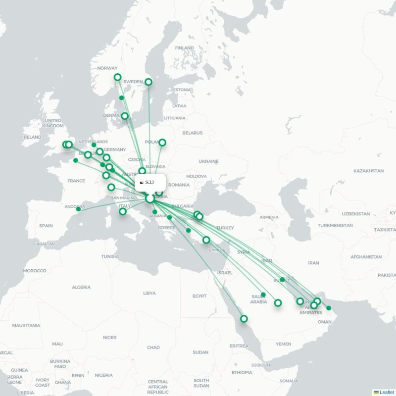 SJJ - ORY route map