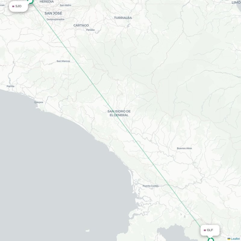 SJO - GLF route map