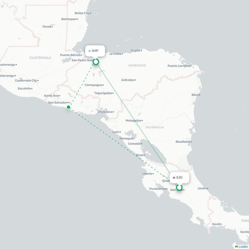 SJO - SAP route map
