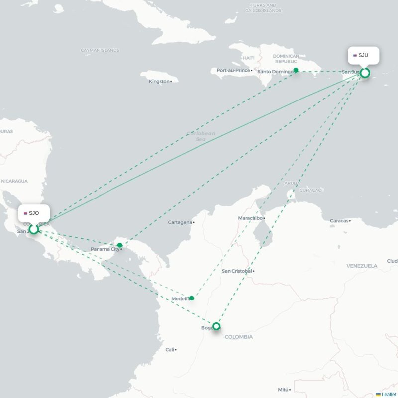 SJO - SJU route map