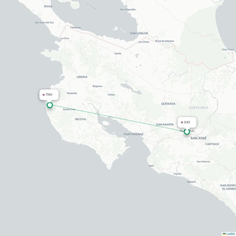 SJO - TNO route map