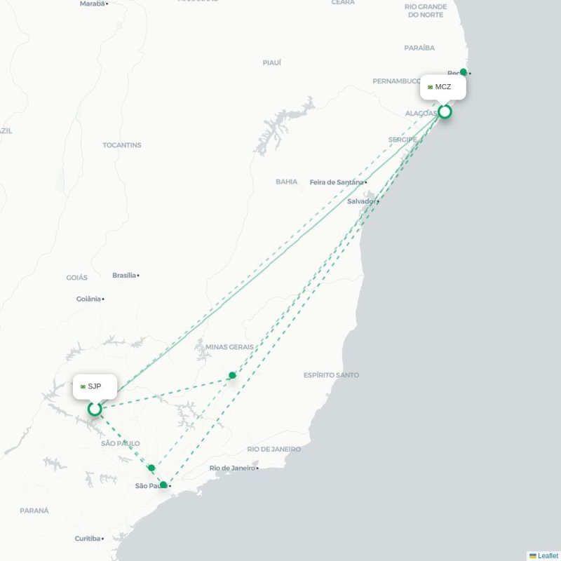 SJP - MCZ route map