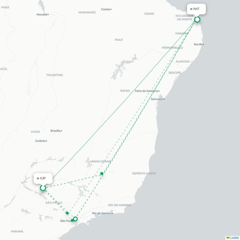 SJP - NAT route map