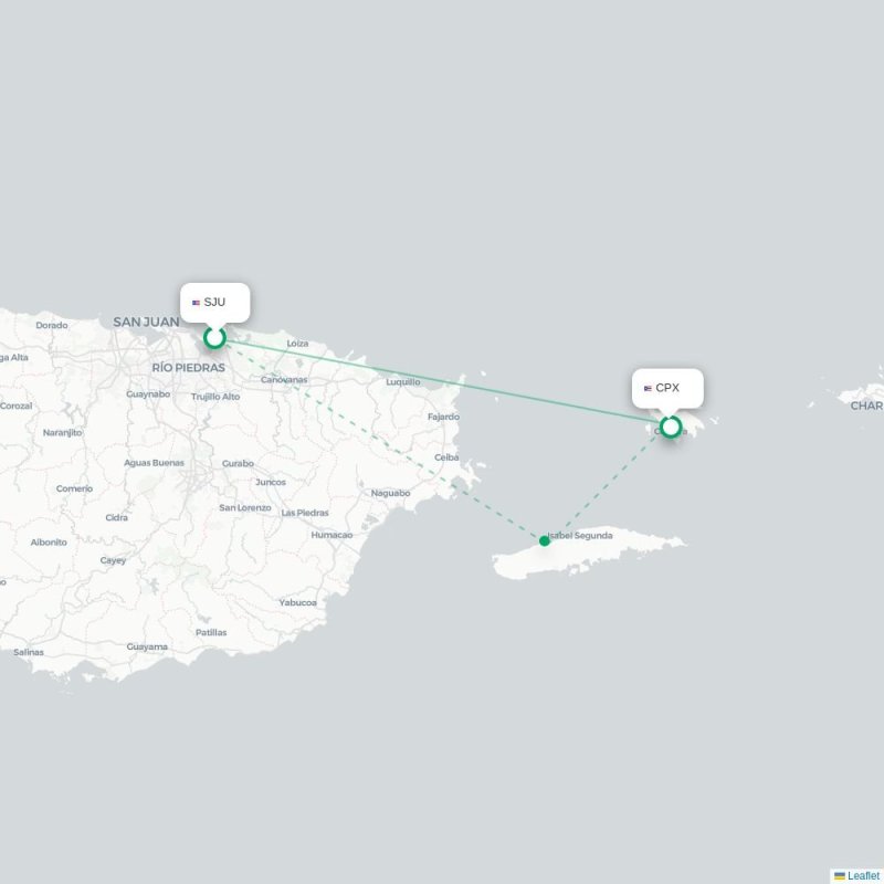 SJU - CPX route map