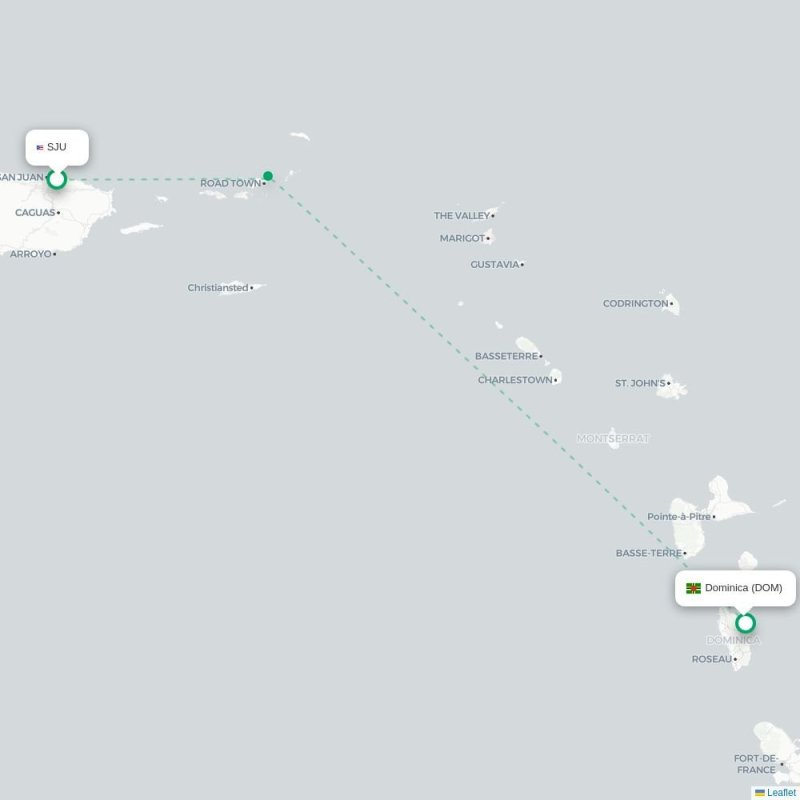 SJU - DOM route map