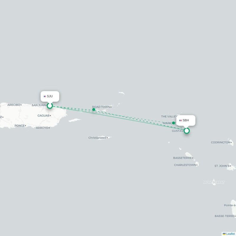 SJU - SBH route map