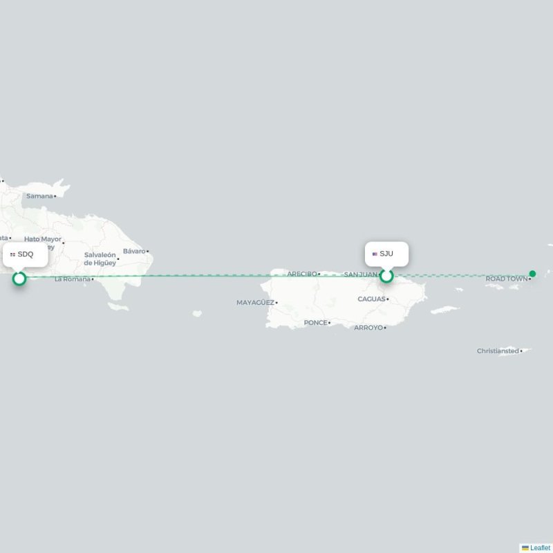 SJU - SDQ route map