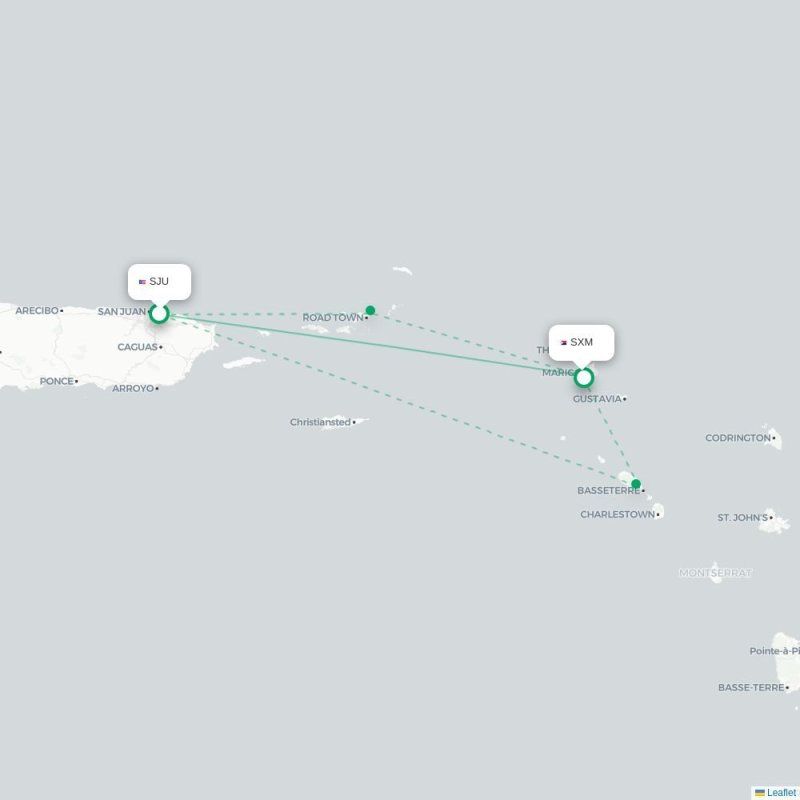 SJU - SXM route map