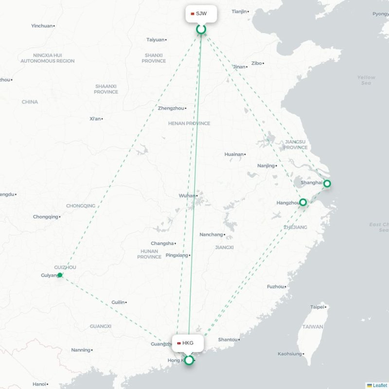 SJW - HKG route map