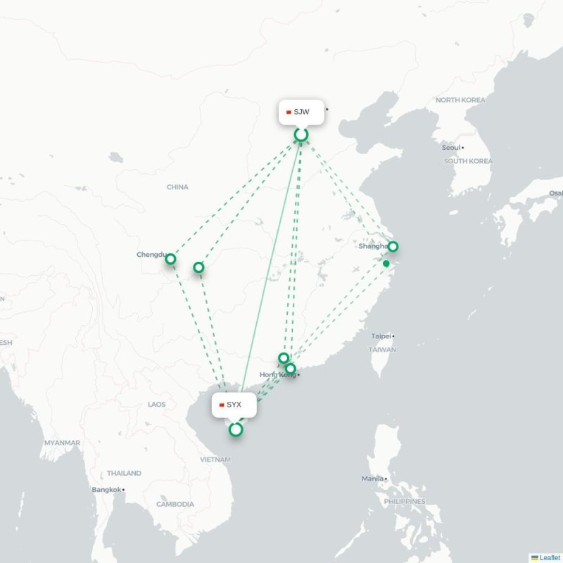 SJW - SYX route map