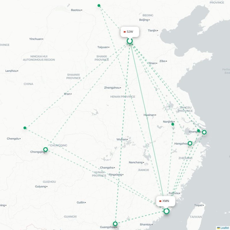 SJW - XMN route map