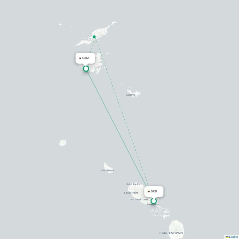 SKB - SXM route map