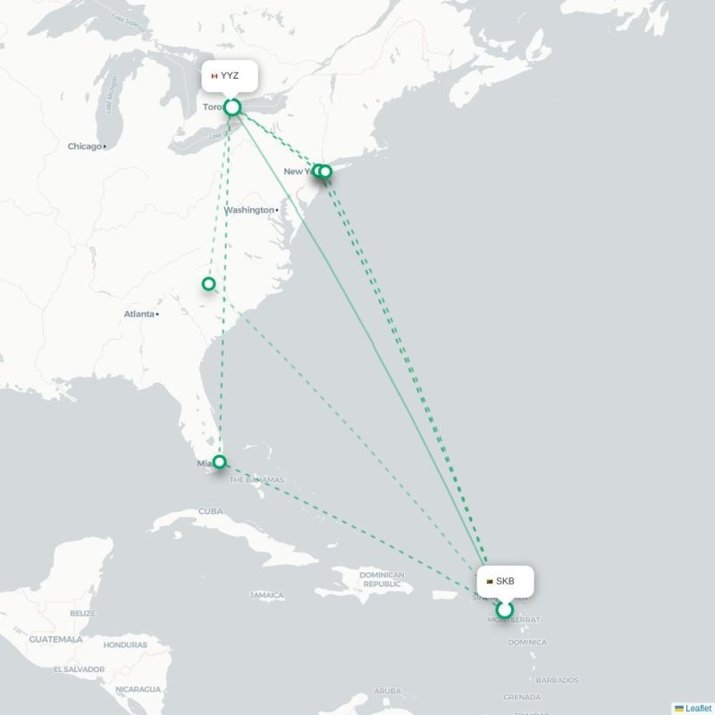 SKB - YYZ route map