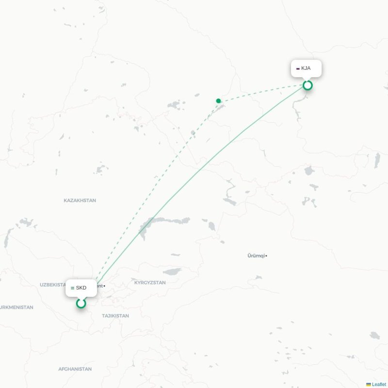 SKD - KJA route map