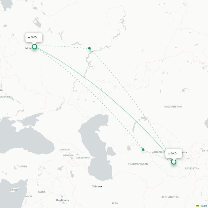 SKD - SVO route map