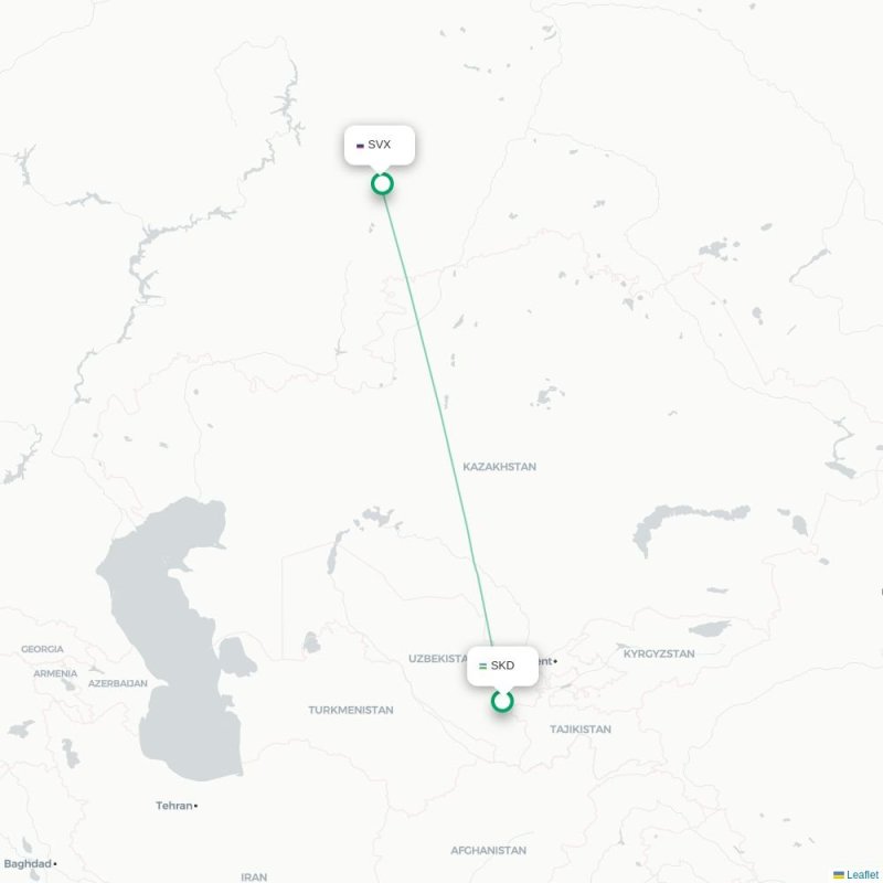 SKD - SVX route map
