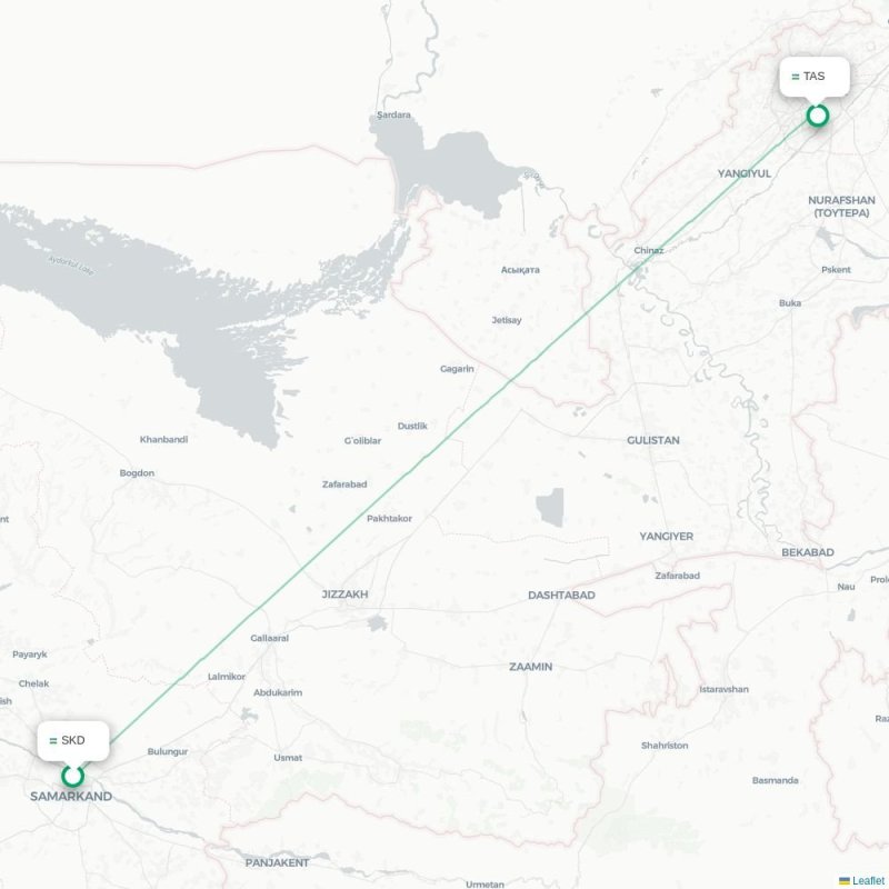 SKD - TAS route map
