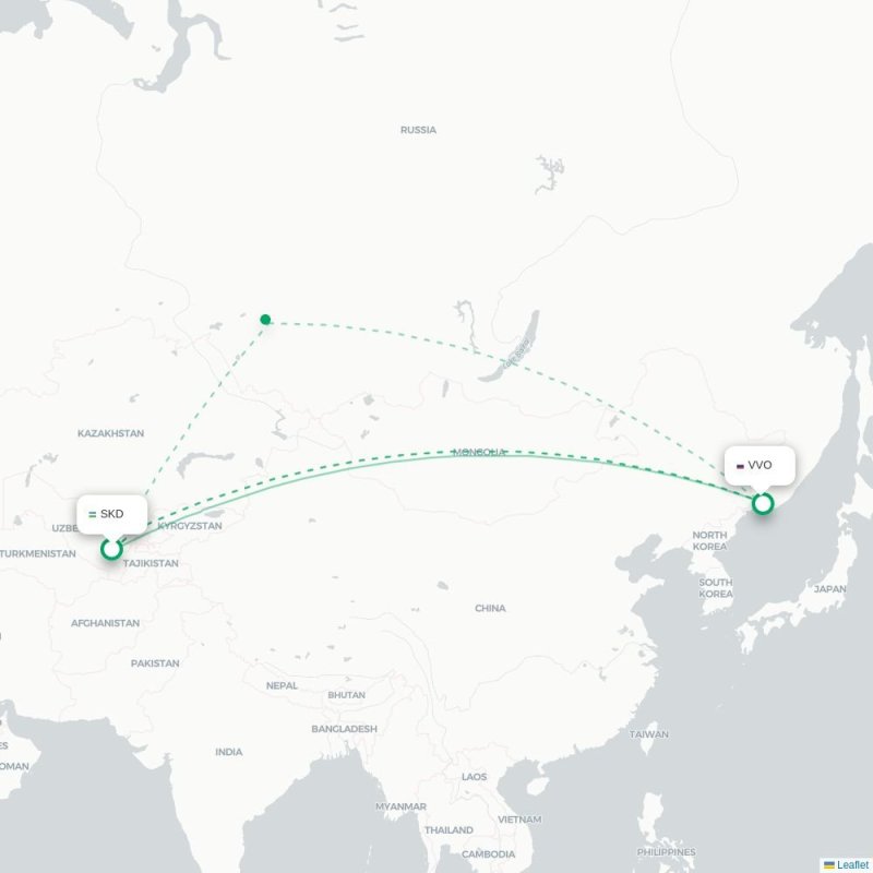 SKD - VVO route map