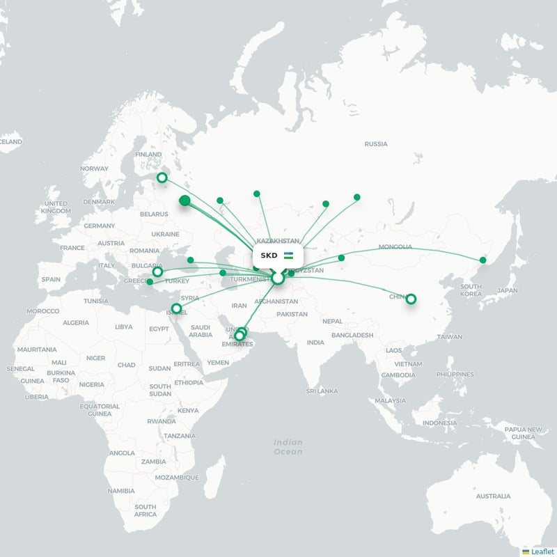 Route map Samarkand  SKD airport