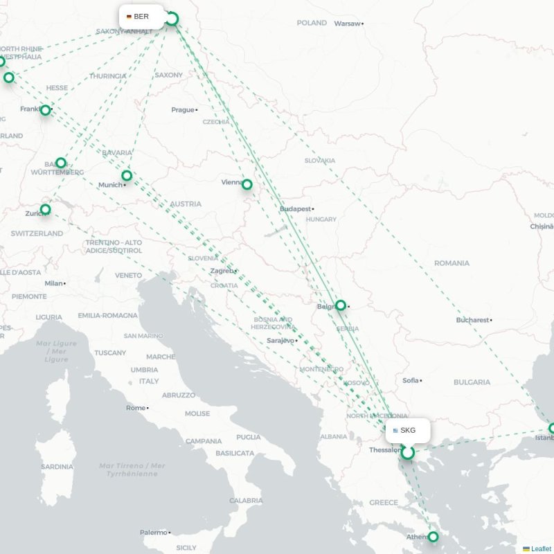 SKG - BER route map