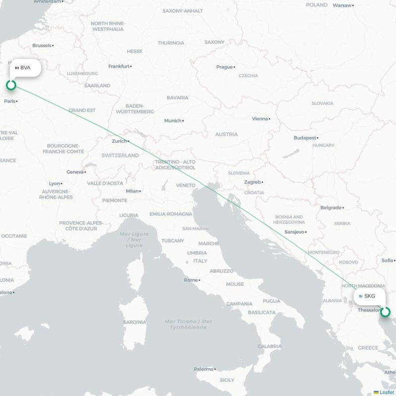 SKG - BVA route map