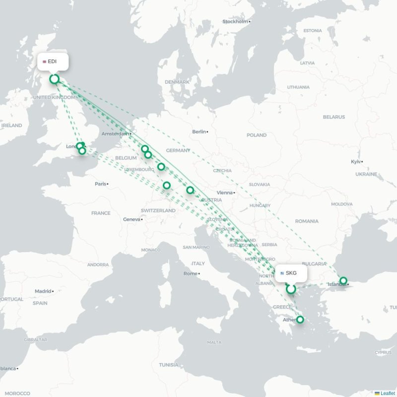 SKG - EDI route map