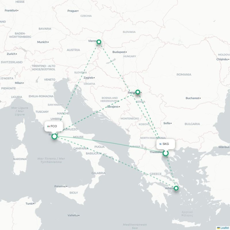 SKG - FCO route map