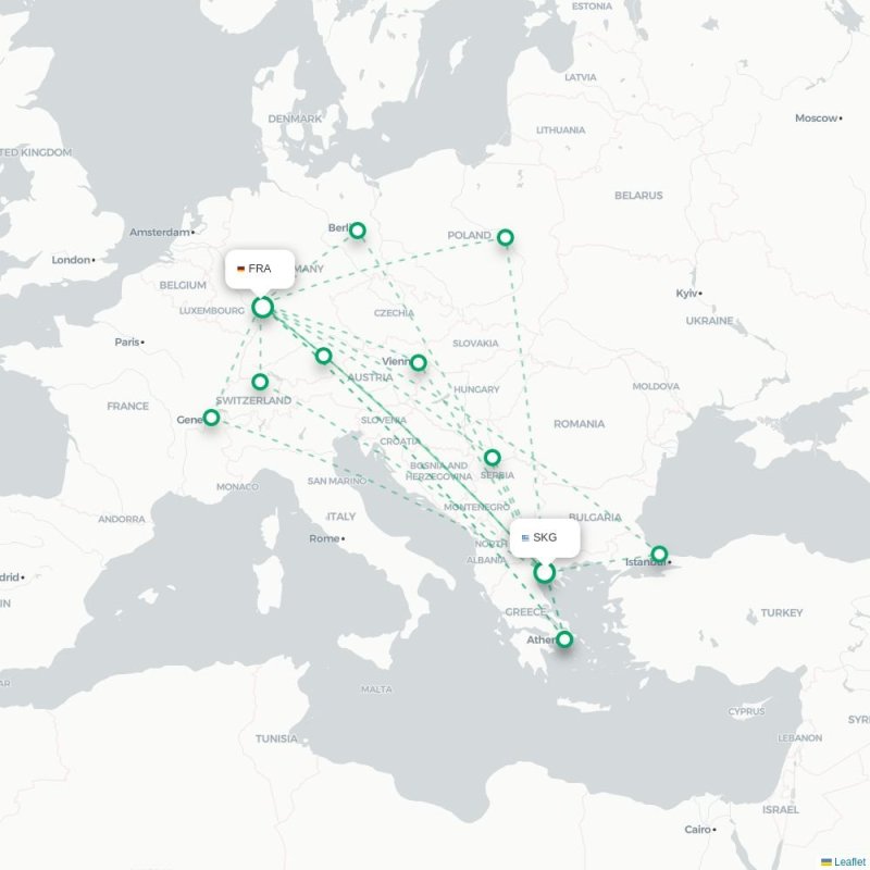 SKG - FRA route map