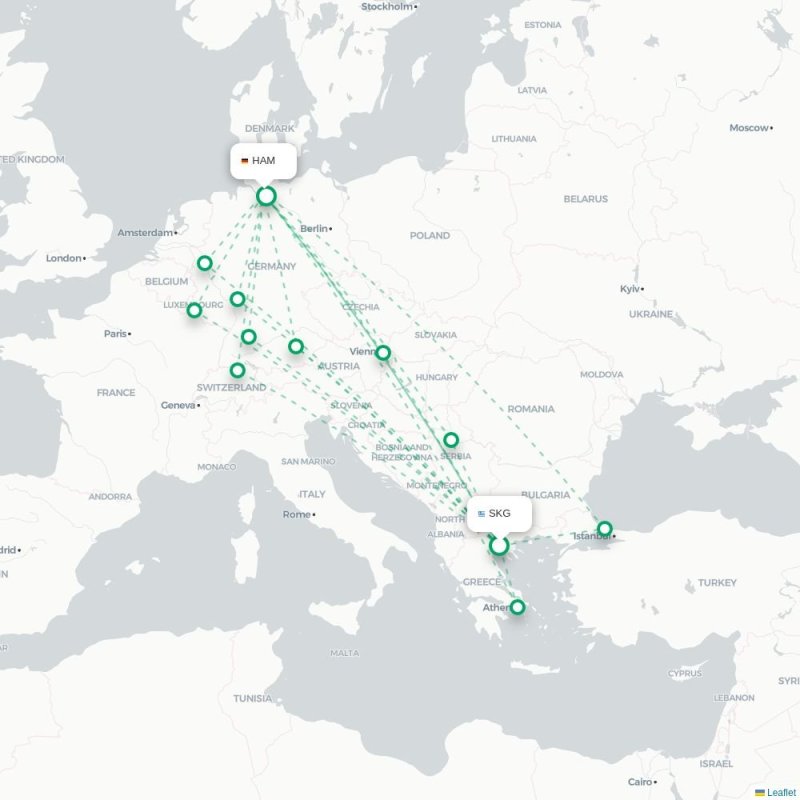 SKG - HAM route map