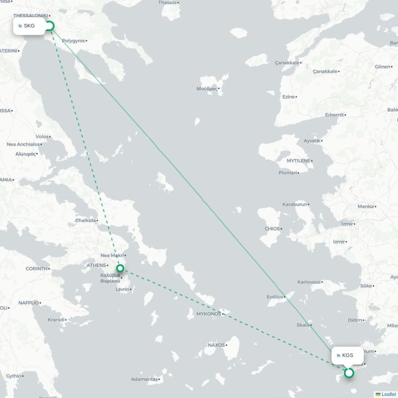 SKG - KGS route map