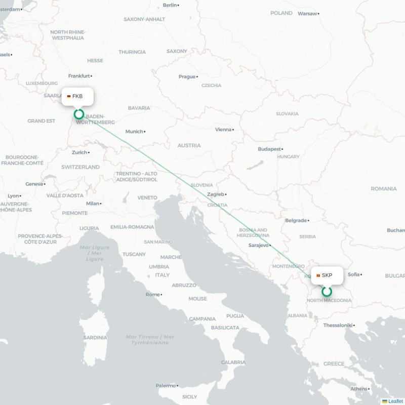 SKP - FKB route map