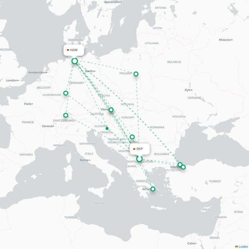 SKP - HAM route map