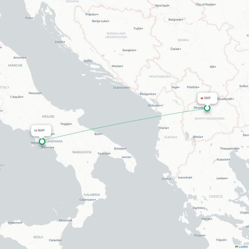 SKP - NAP route map