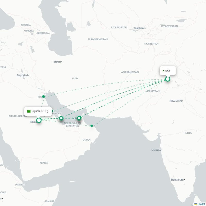 SKT - RUH route map