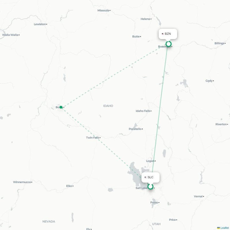 SLC - BZN route map